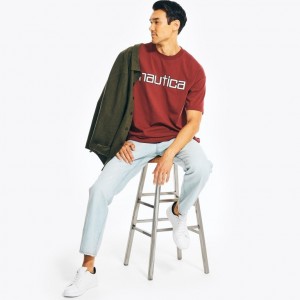  T-shirt con grafica Nautica Reissue Logo Uomo Rosso