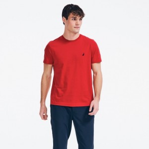  T-shirt girocollo in cotone premium Nautica da uomo, rosse