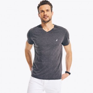  Nautica Heathered V-hals T-shirts Heren Grijs