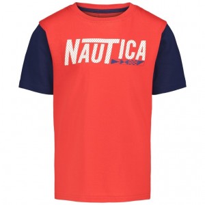  Nautica Little Nautica Mesh Logo (4-7) T-skjorter Gutter Rød